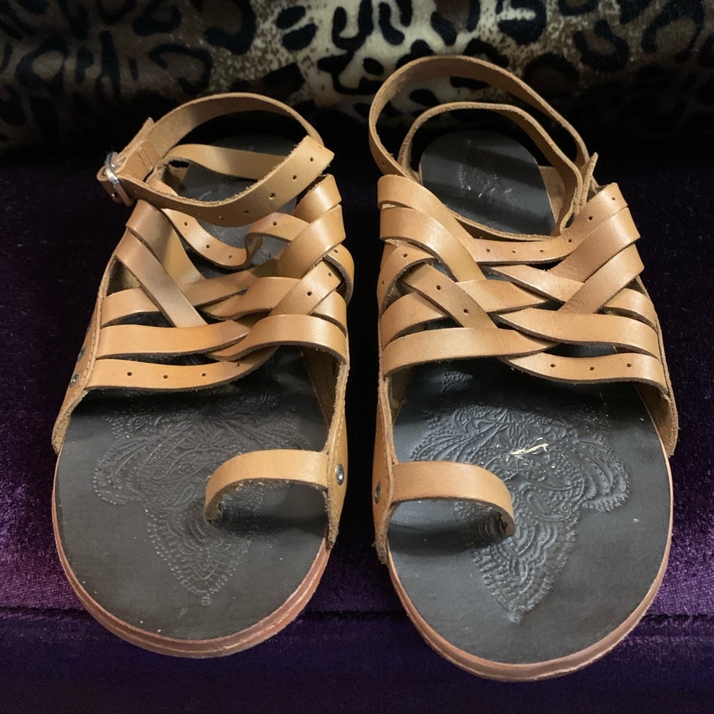 Free People Tan Leather Sandals, Size 37